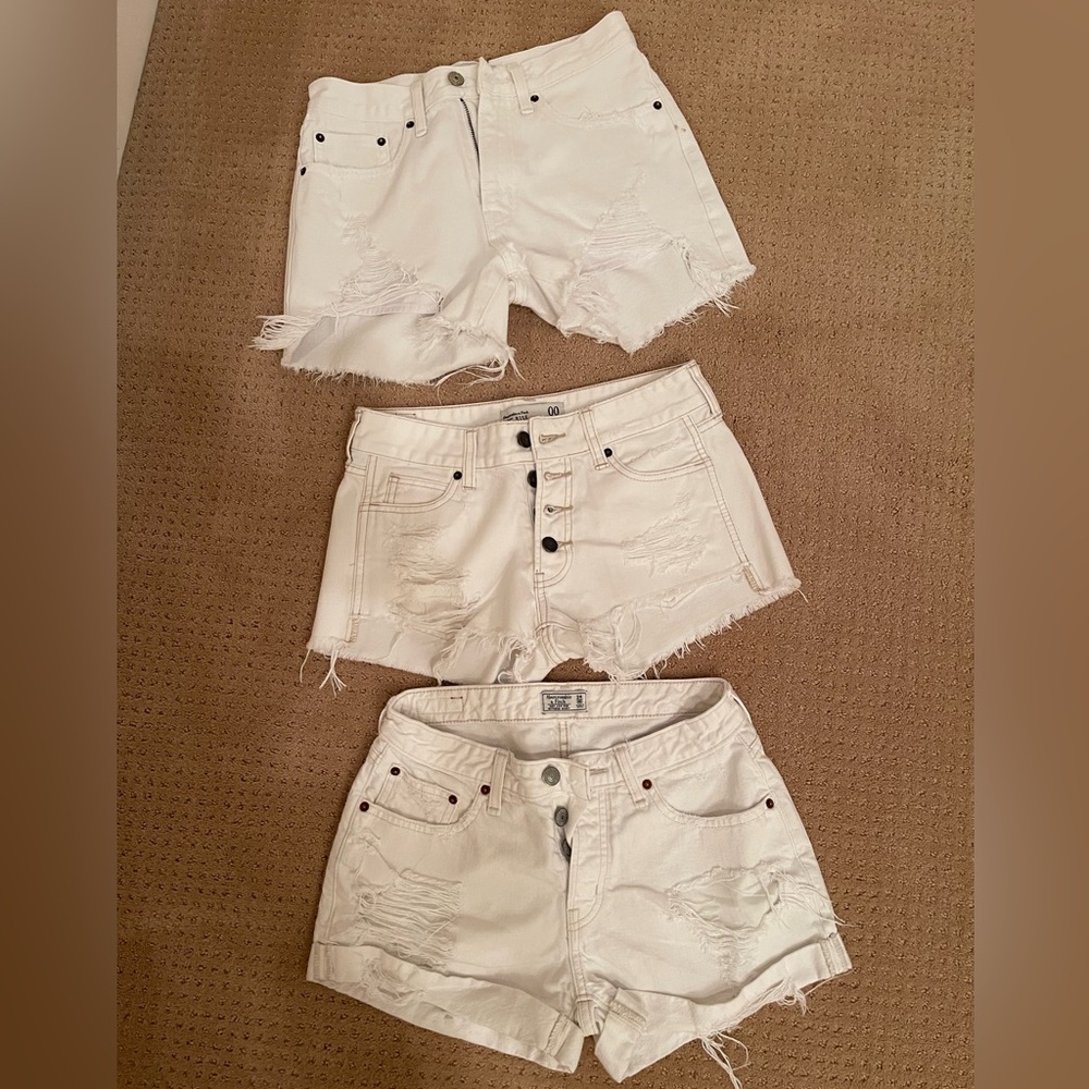 A&F white shorts bundle of three